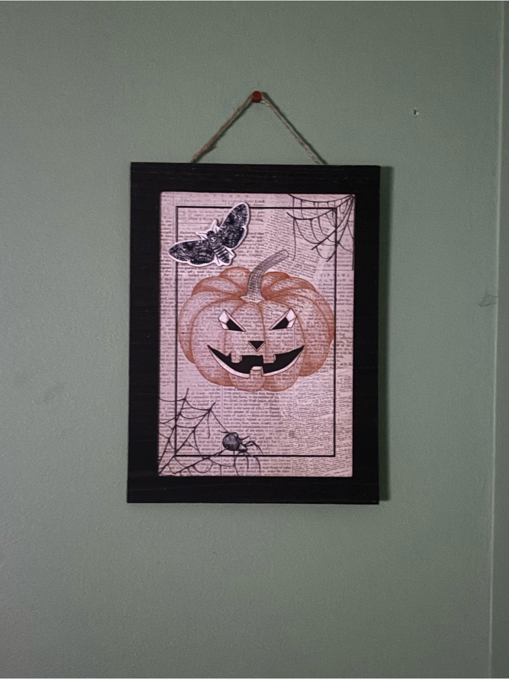 Halloween Pumpkin Wall Art - Black Frame Orange Pumpkin